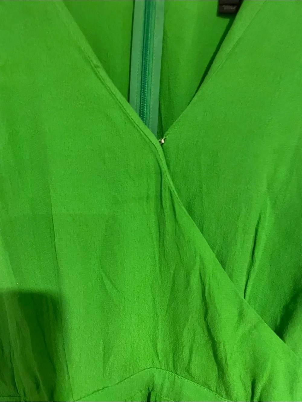 J. Crew Bright Green Wrap-Style Ruffle Mini Dress Sz 4 B135